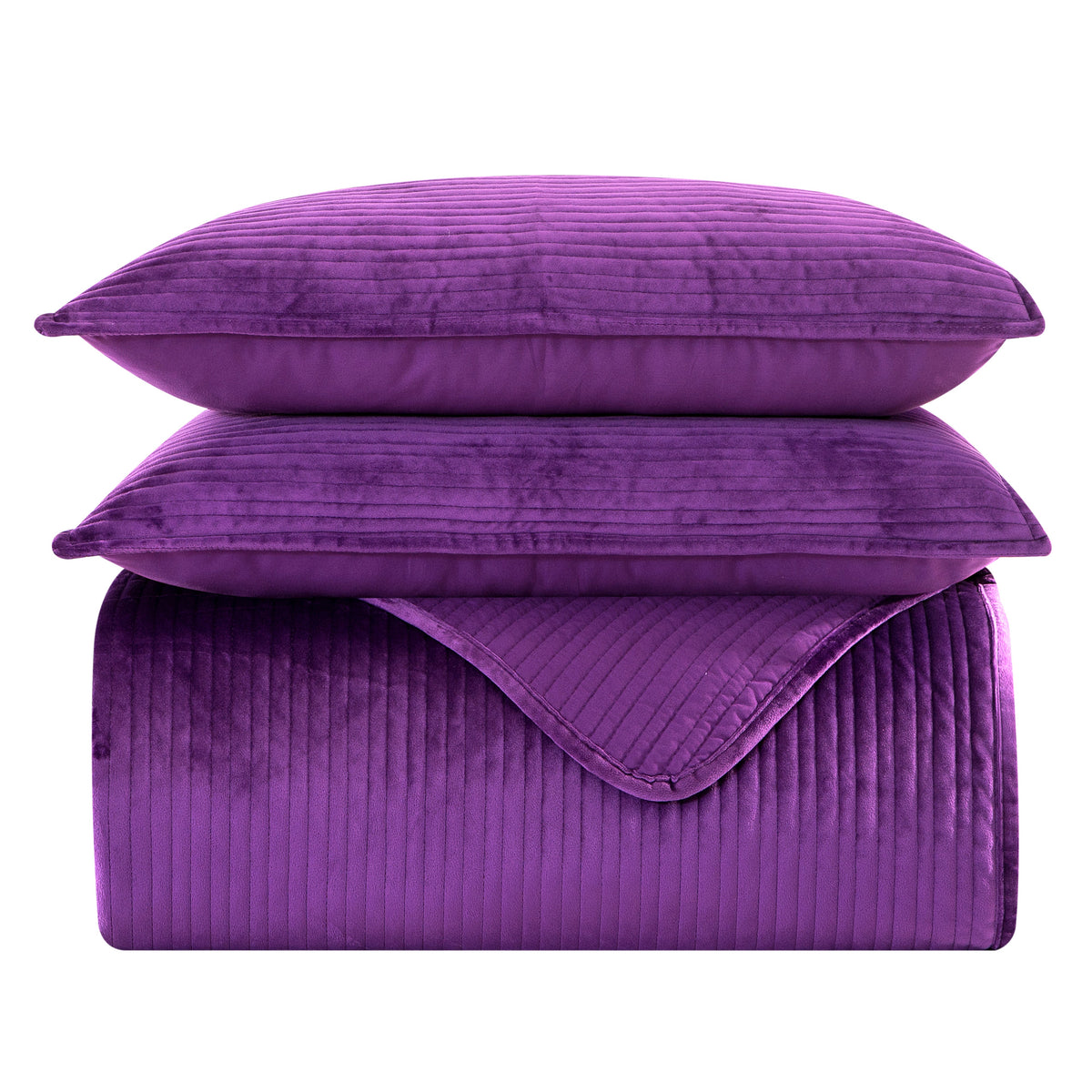 Elegant Comfort 3-Piece Velvet Corduroy Stripe Quilted Bedspread Coverlet Set