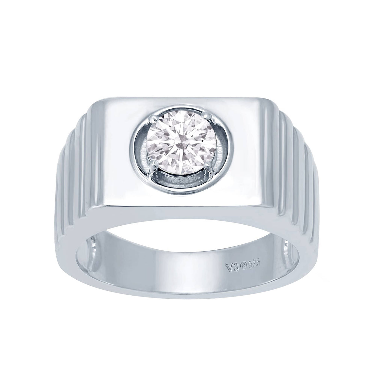 V3 Jewelry Sterling Silver with Moissanite Solitaire Ring