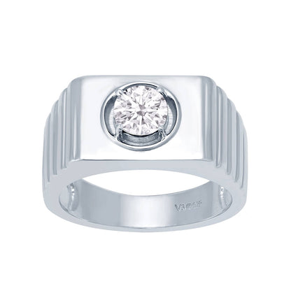 V3 Jewelry Sterling Silver with Moissanite Solitaire Ring