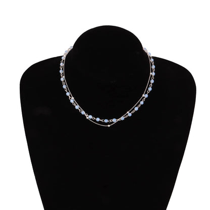 Acrylic & Goldtone Layered Collar Necklace