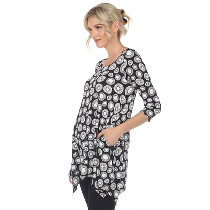 White Mark Women's Printed Geometric Circle Tunic Top