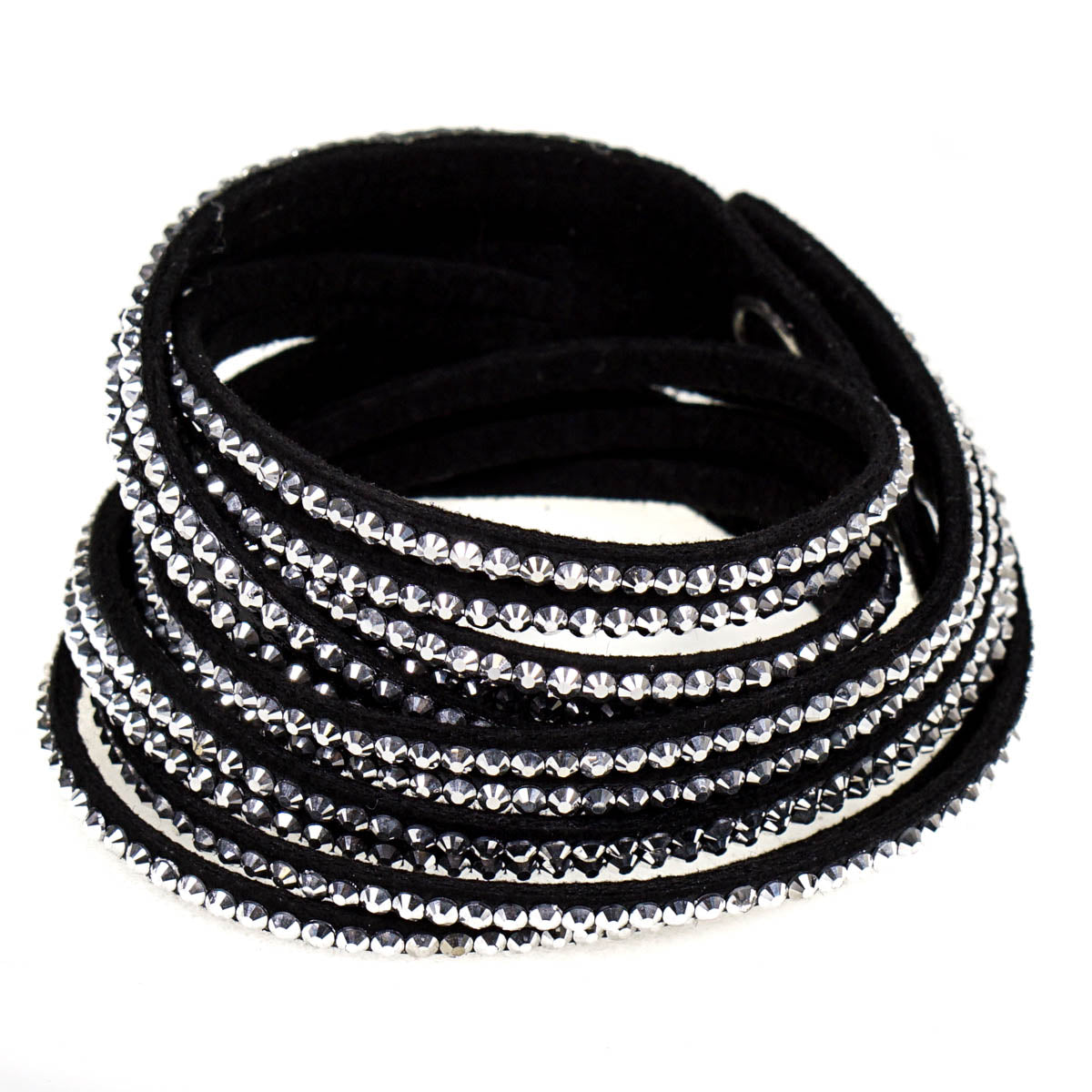 Black Crystal Studded Wrap Bracelet By Aeon