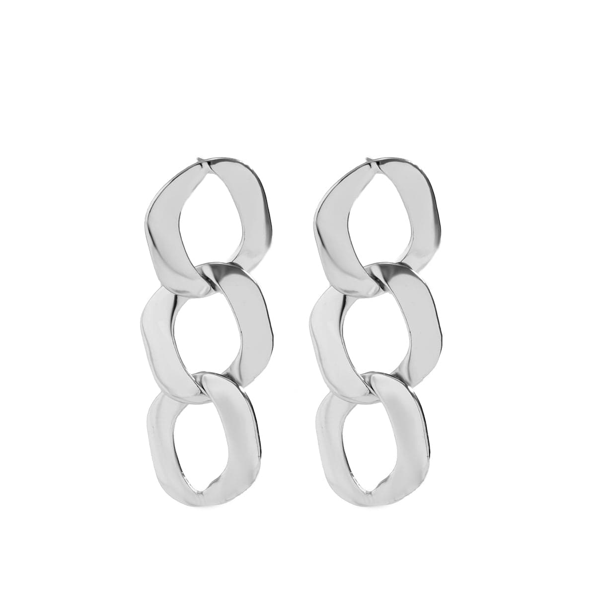 Silvertone Curb-Chain Drop Earrings