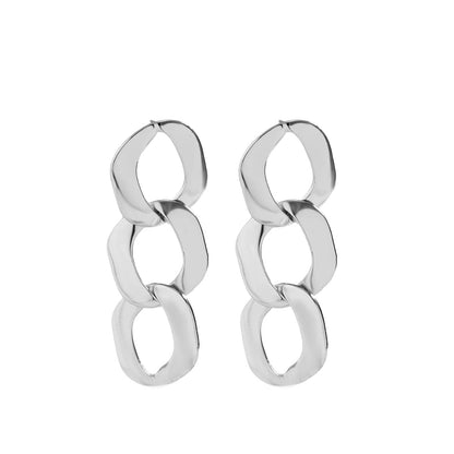 Silvertone Curb-Chain Drop Earrings