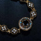 Black Crystal & Cubic Zirconia Flower Station Bracelet