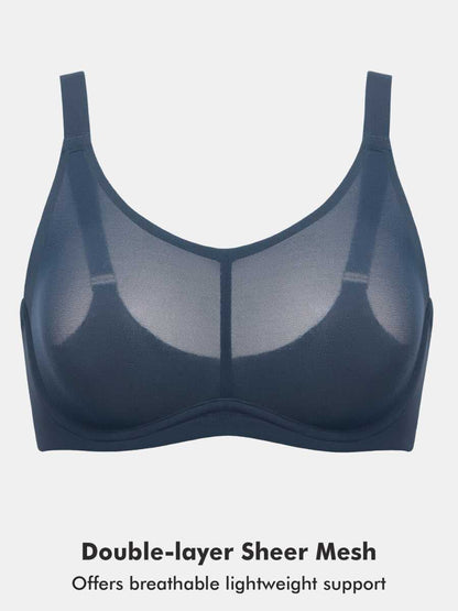 Sheer Double-Layer Mesh Full Coverage Underwire Support Bra