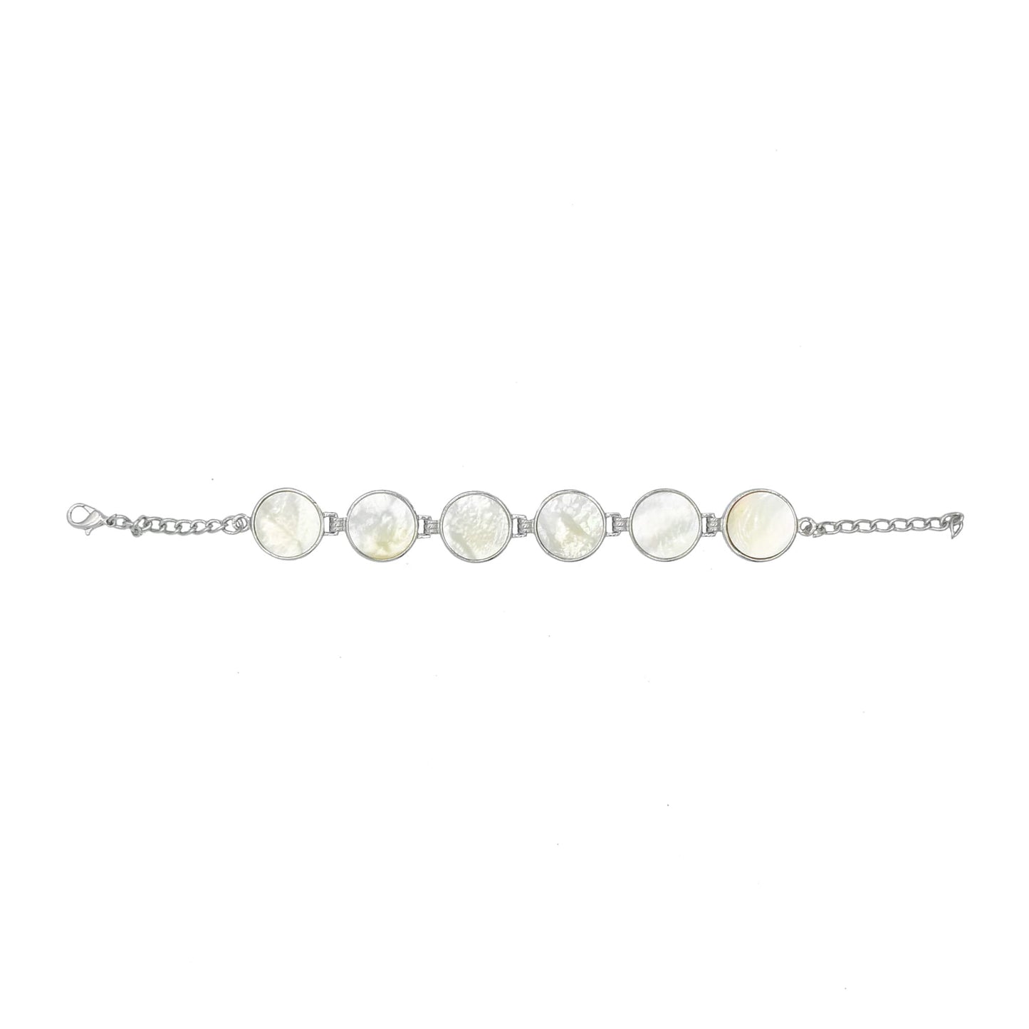 Freshwater Shell Silvertone Link Bracelet