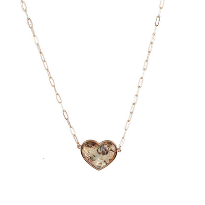 Abalone Shell & Resin Goldtone Heart Pendant Necklace