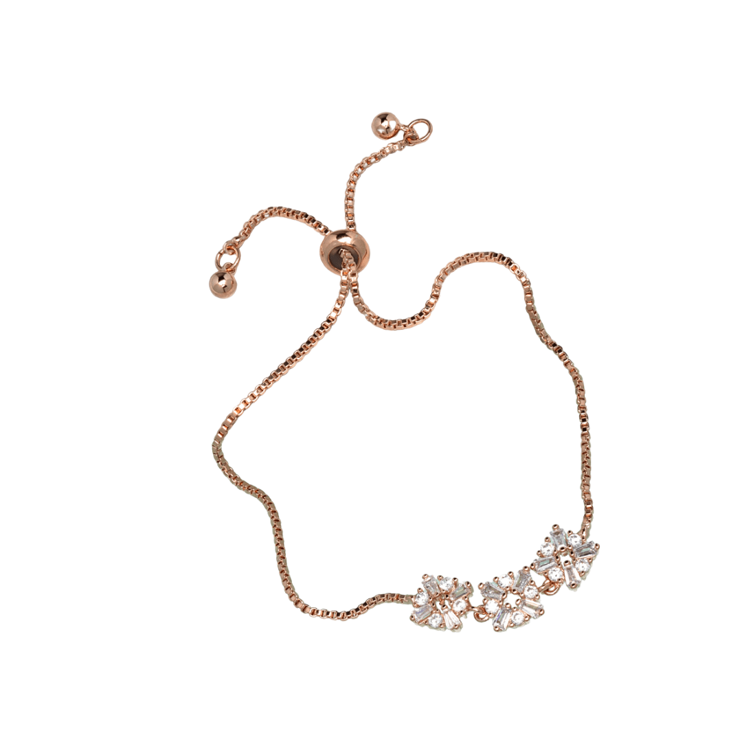 Clear Swarovski Crystal Bracelet – Rose Gold Clear Swarovski Crystal Floral Adjustable Bracelet