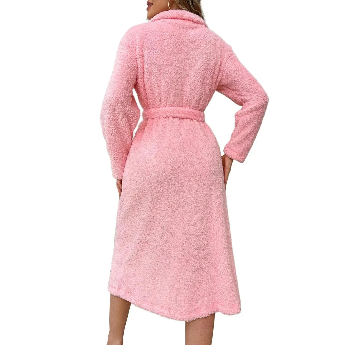 Women's Plush Heart Embroidered Bathrobe