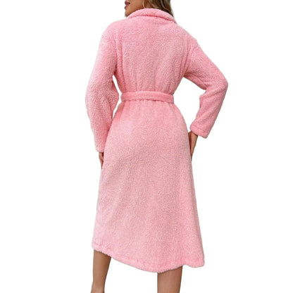 Women's Plush Heart Embroidered Bathrobe