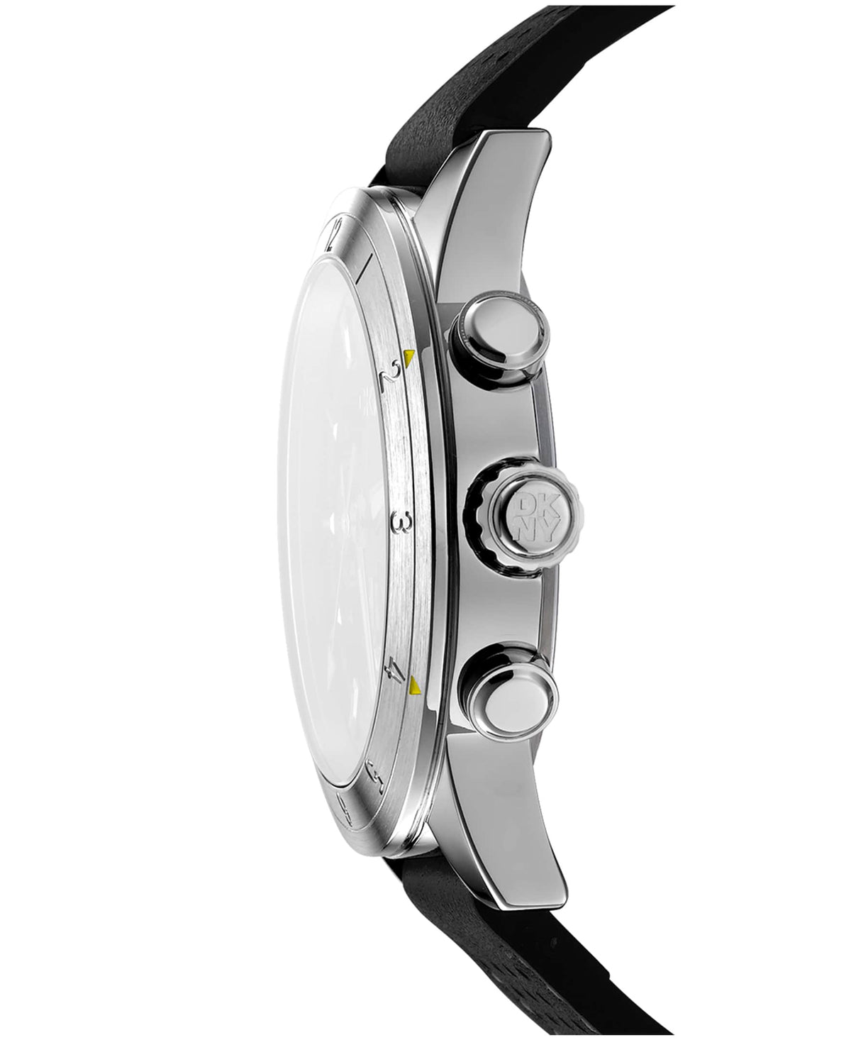 Dkny Men Watch, Silver Color Case, Black Dial, Black Leather Strap, Chronograph, 10 Atm