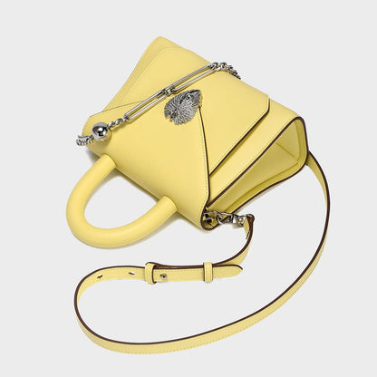 Avant Garde Silver Chain Strap Leather Satchel