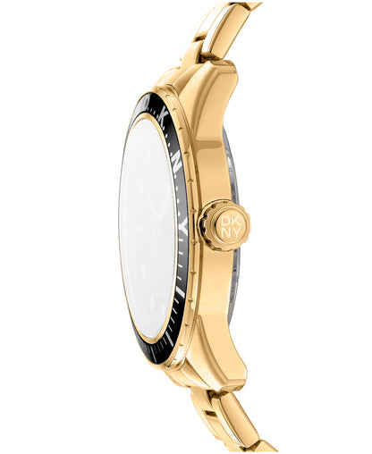 Dkny Men Watch, Gold Color Case, Black Dial, Gold Color Metal Bracelet, 3 Hands Date, 10 Atm