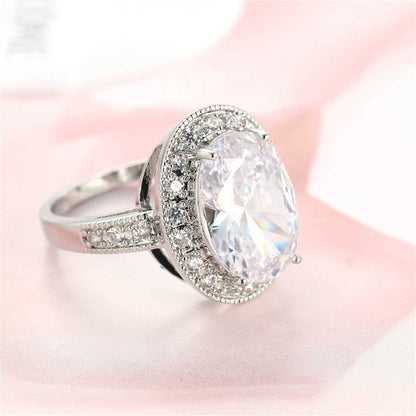 Crystal & Cubic Zirconia Silvertone Halo Oval-Cut Ring
