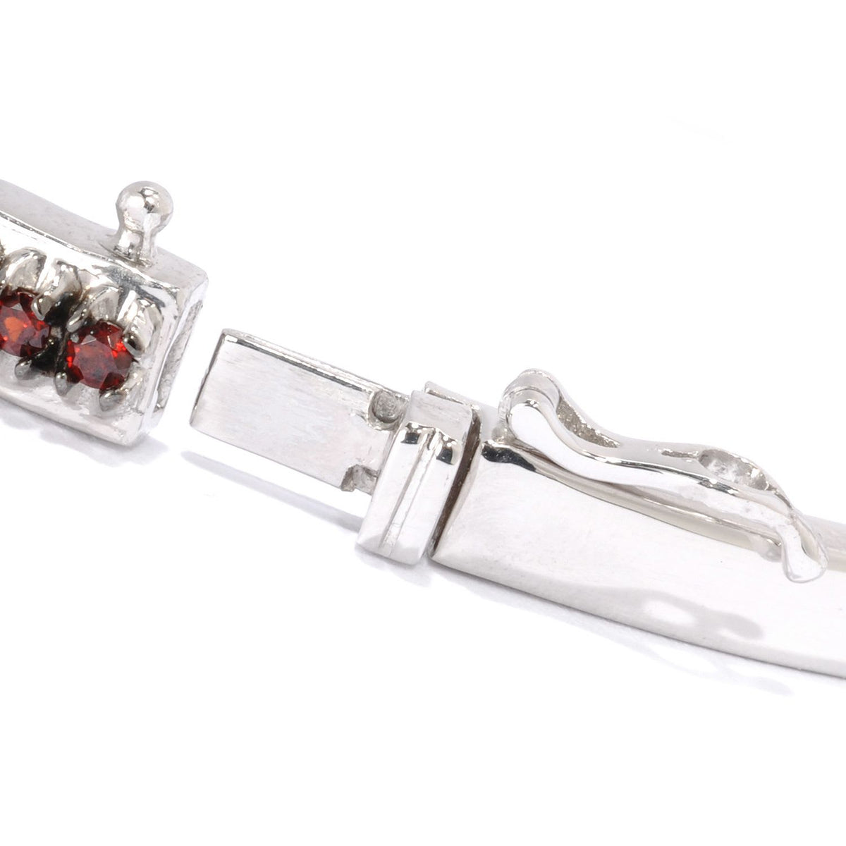 1.80CT Natural Garnet Sterling Silver Bangle Bracelet