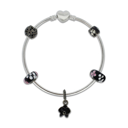Charm Bangle Black Flowers Khloelle LM0070979