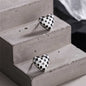 Black & White Checkerboard Heart Stud Earrings
