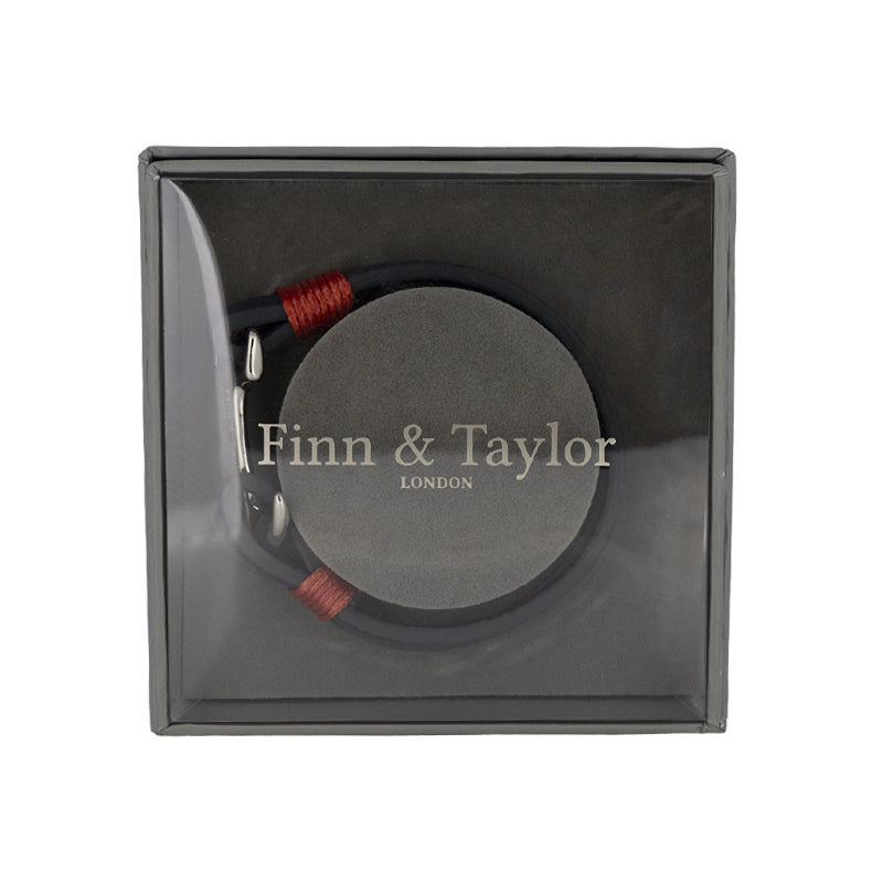 Navy Leather & Steel Anchor Unisex Bracelet By Finn & Taylor