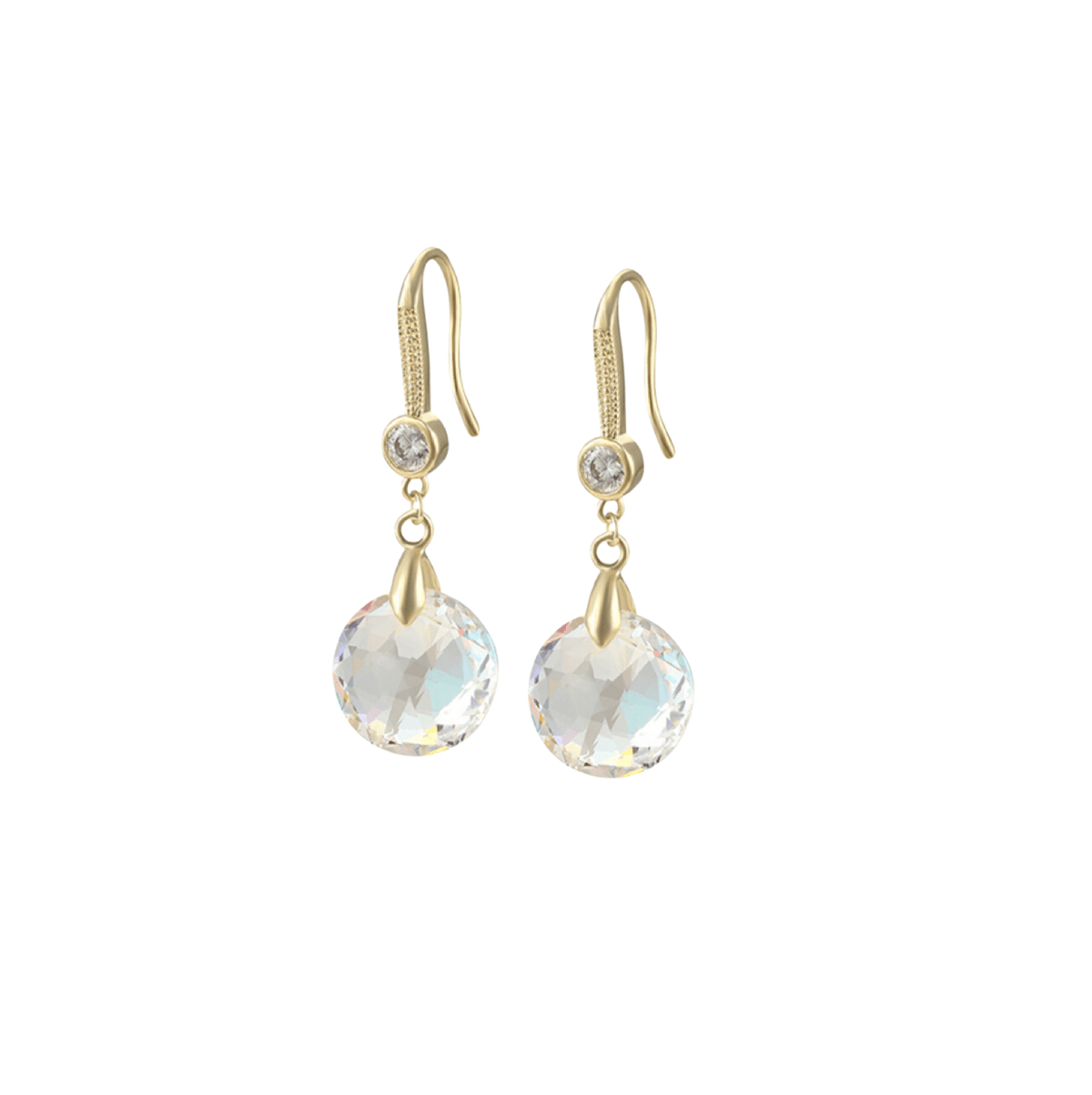 Aurora Borealis Swarovski Crystal Earrings – Goldtone Aurora Borealis Swarovski Crystal Drop Earrings