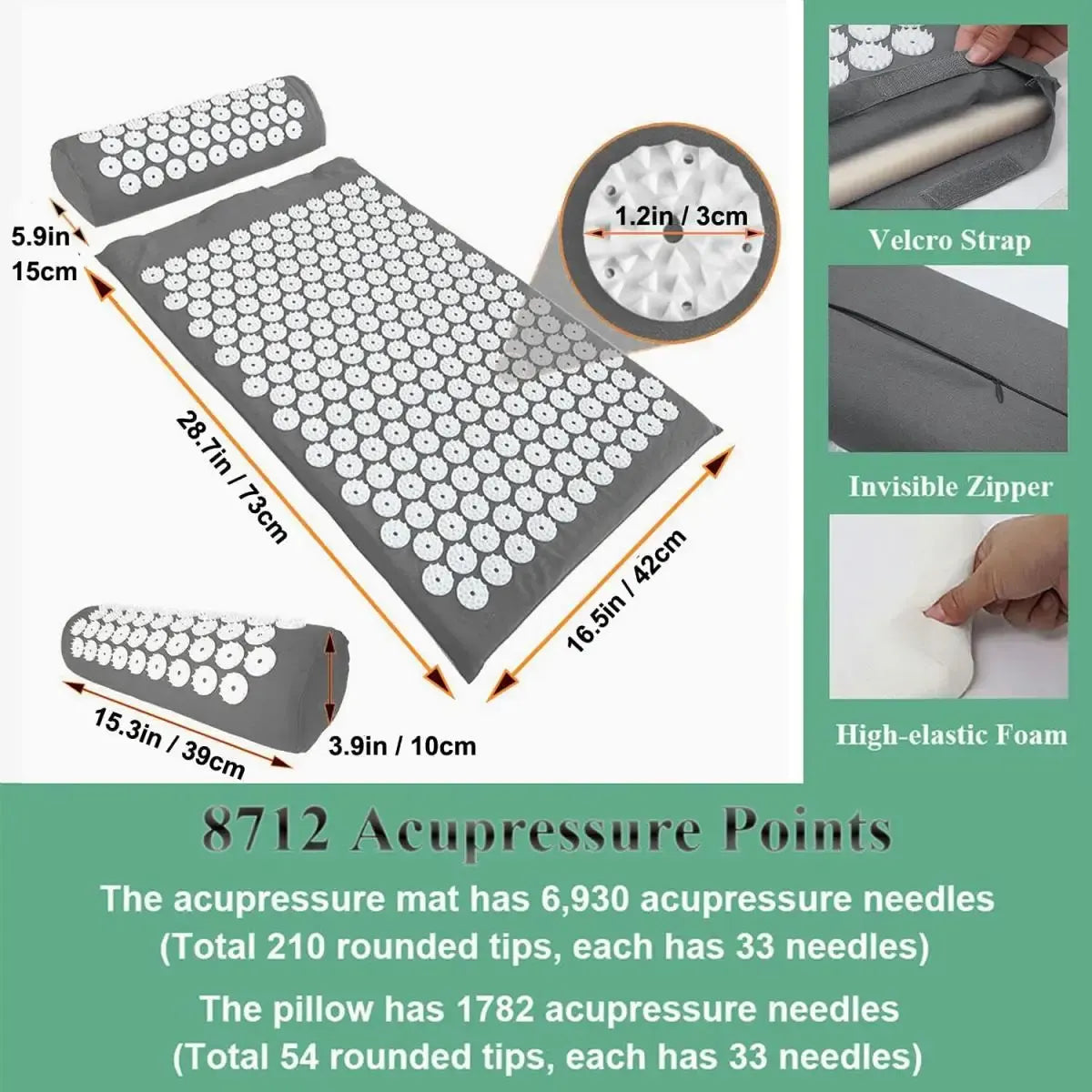 Acupressure Mat & Pillow Set with Storage Bag