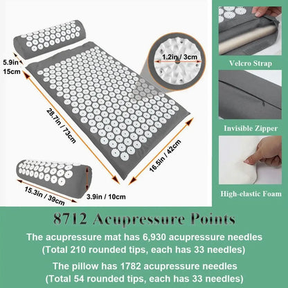 Acupressure Mat & Pillow Set with Storage Bag