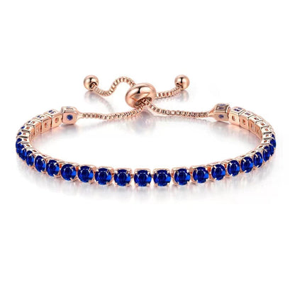 Navy Cubic Zirconia & Rose Goldtone Adjustable Link Bracelet