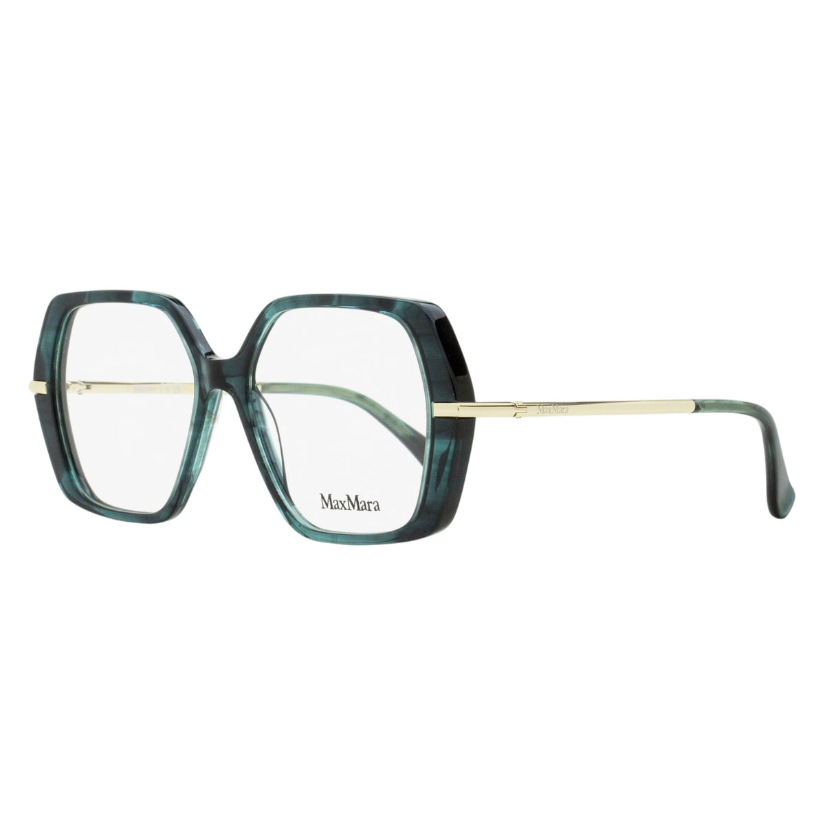 Max Mara Geometric Eyeglasses MM5175 001 Black/Gold 52mm