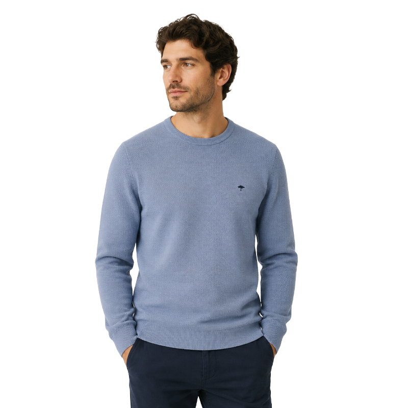 Fynch Hatton Textilien Mens Knit Jumper Crystal Blue