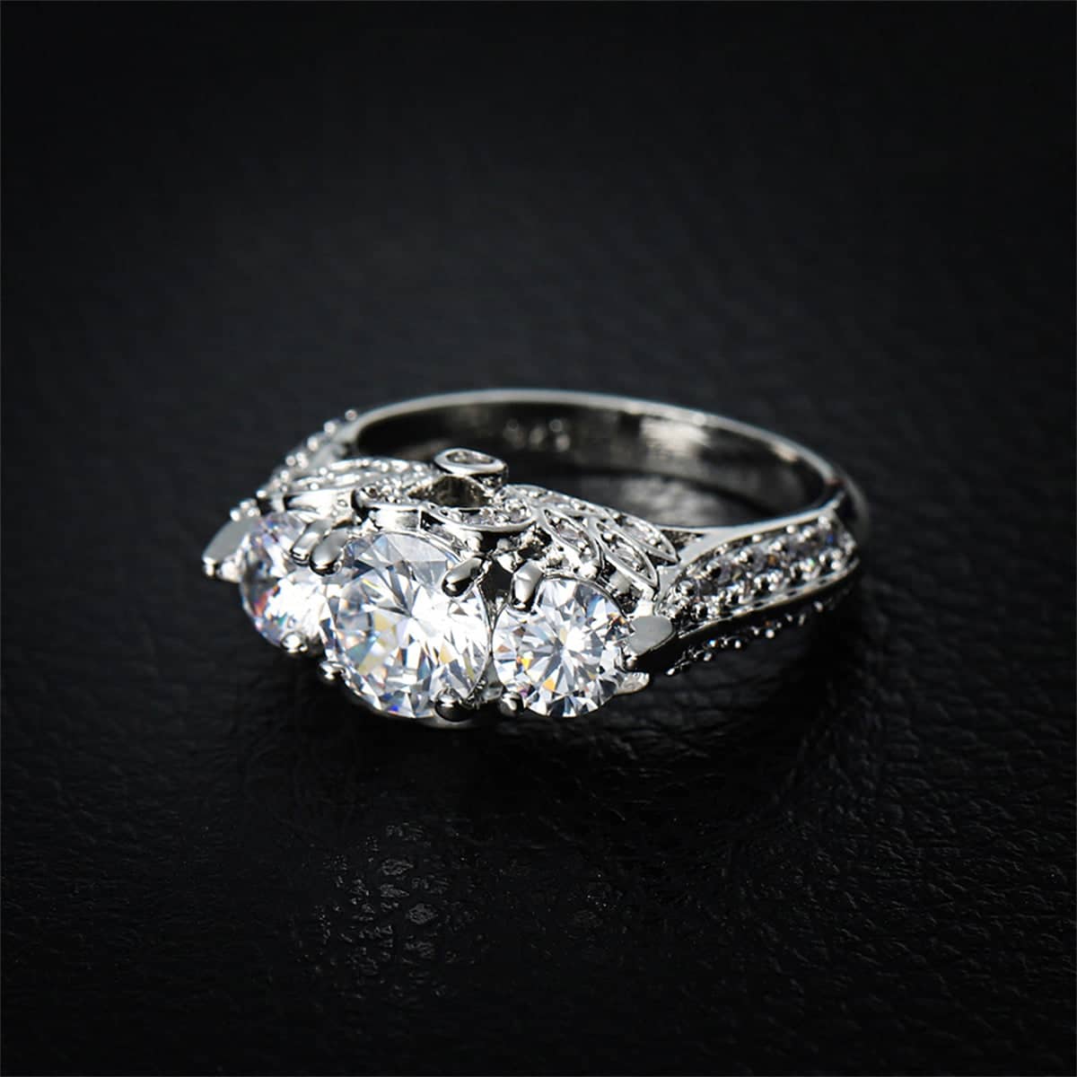 Crystal & Cubic Zirconia Round-Cut Botanical Ring