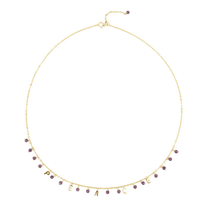 Gold Over Sterling Silver Natural Garnet Peace Necklace with 18" Chain