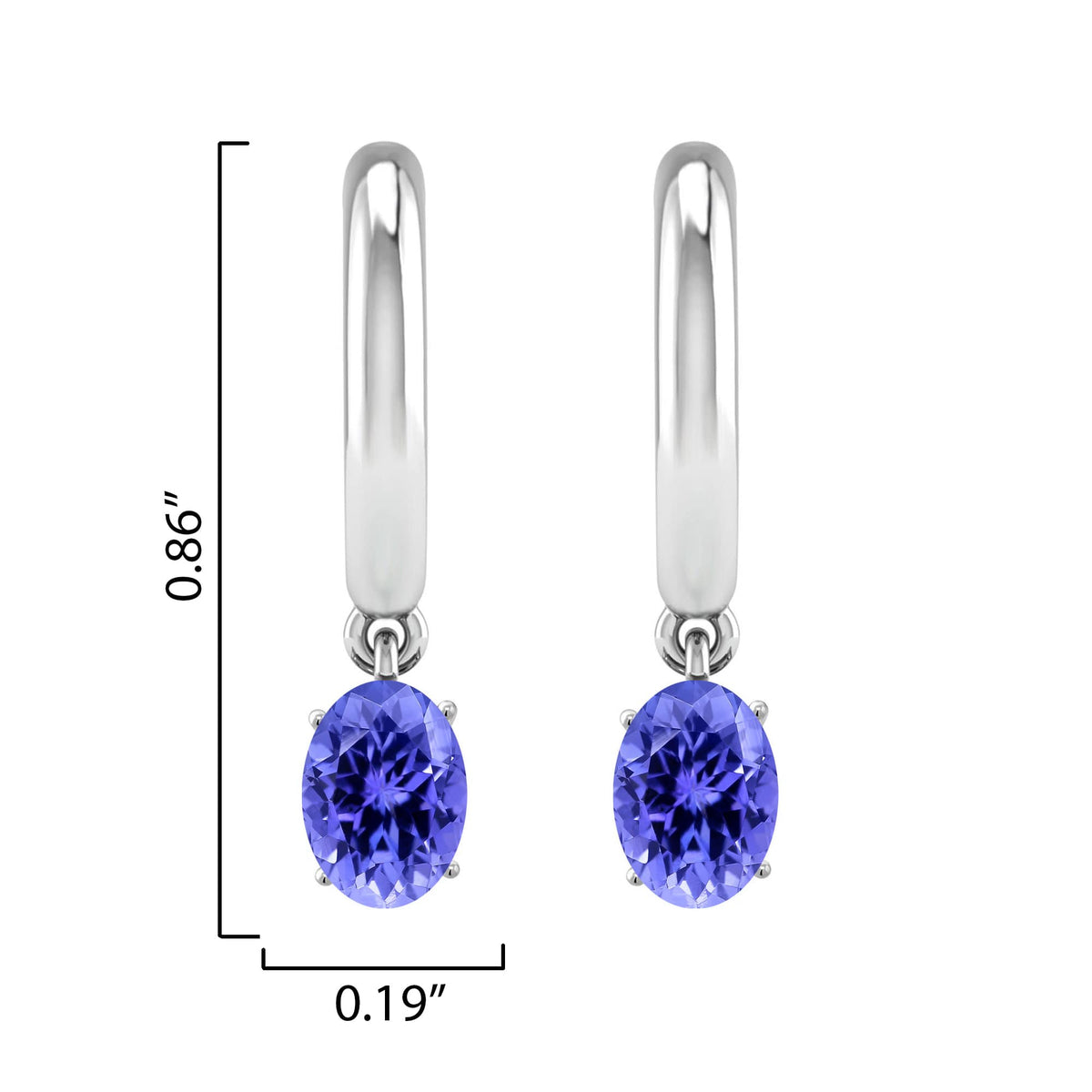 Sterling Silver 1.60CT Natural Tanzanite Oval Dangle Earrings