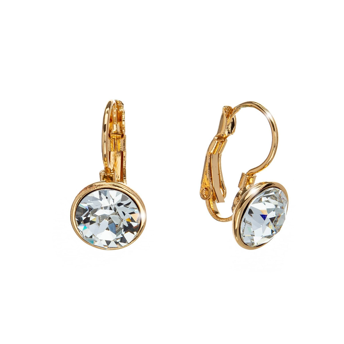 Gold Clear Swarovski Crystal Earrings – Gold Crystal Leverback Everyday Earrings