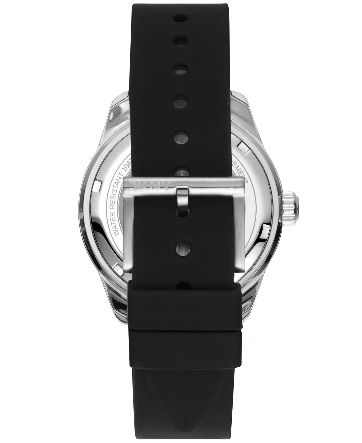 Dkny Men Watch, Silver Color Case, Black Dial, Black Silicone Strap, 3 Hands Date, 10 Atm