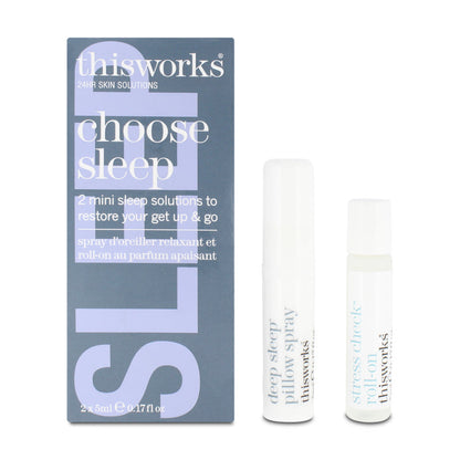This Works Deep Sleep Pillow Spray 5ml Stress Check Roll-On 5ml Travel Set