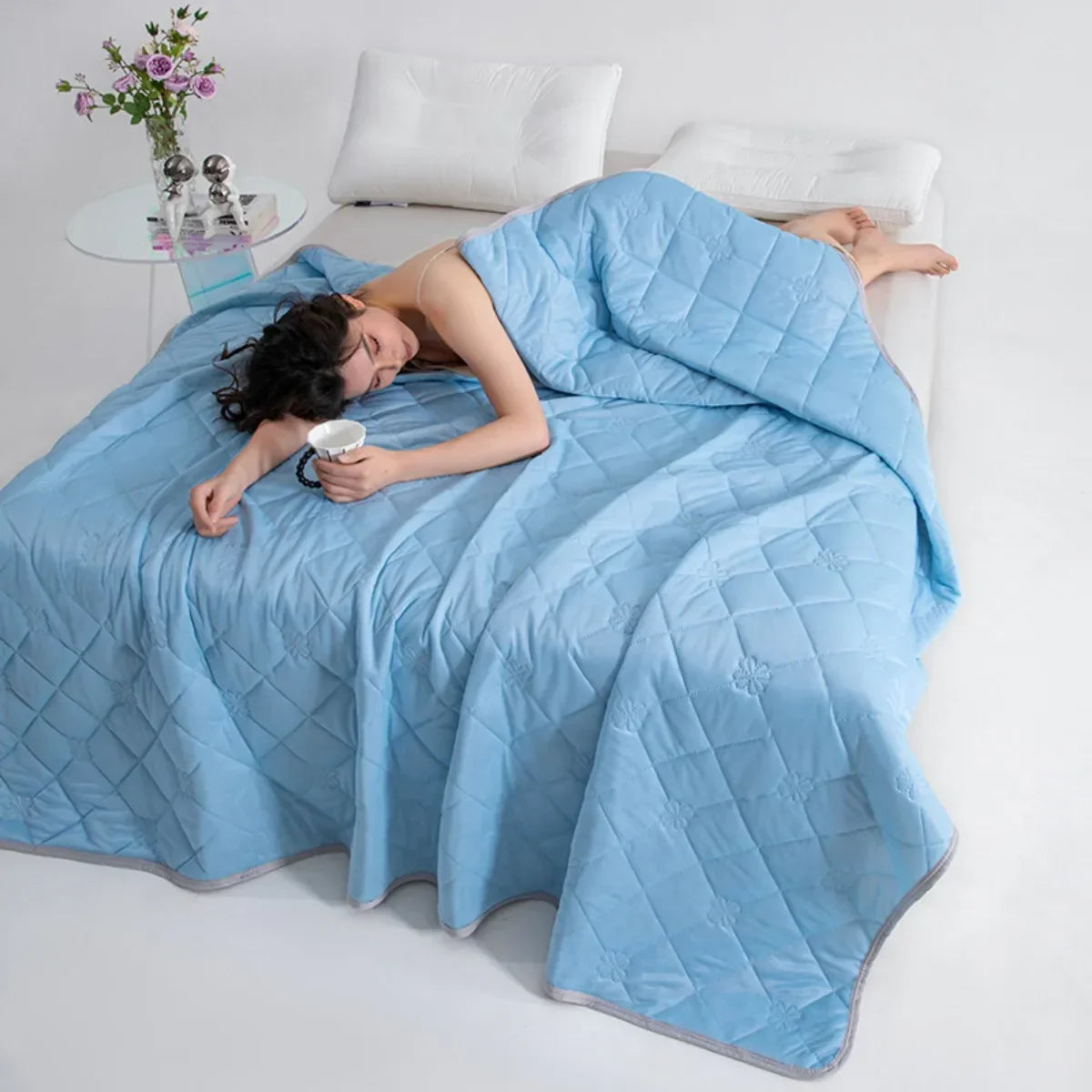 Dual-Sided Cooling Throw Blanket