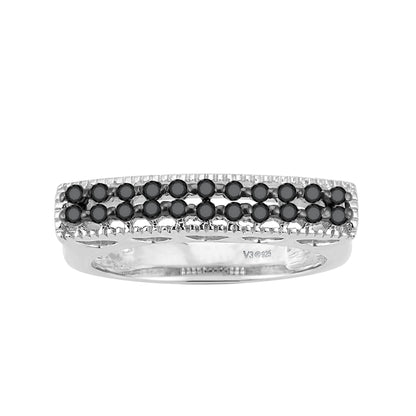 V3 Jewelry Sterling Silver Natural Black Diamond Band Ring