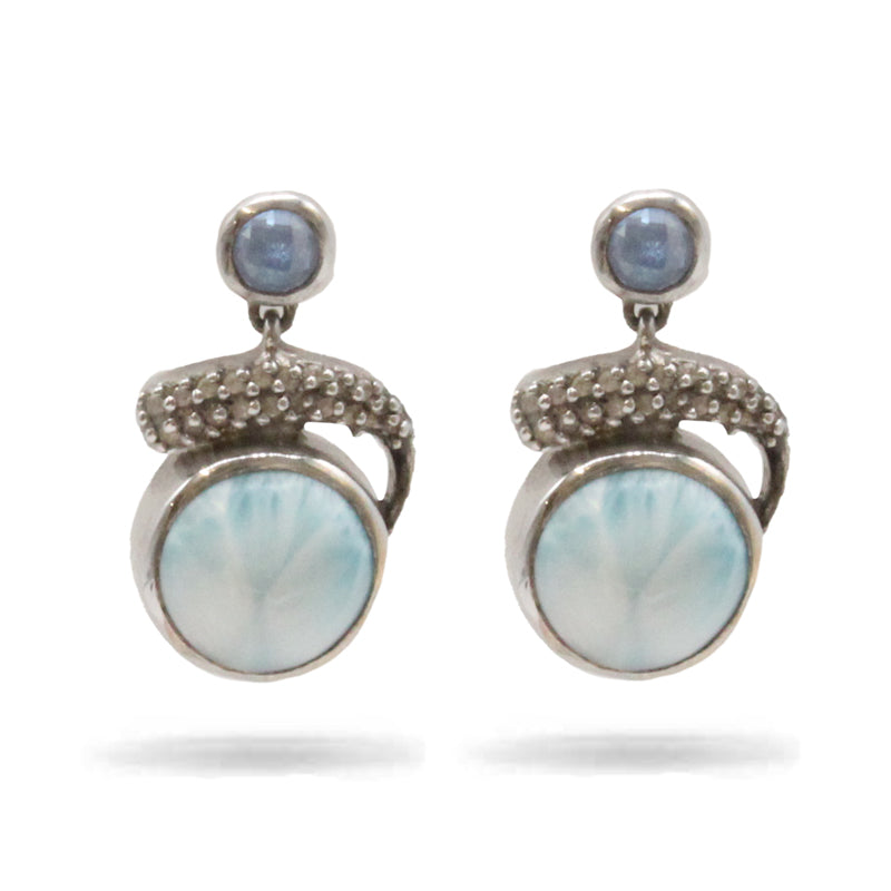 Larima Stone Sapphire Round Sterling Silver Earrings By Marahlago