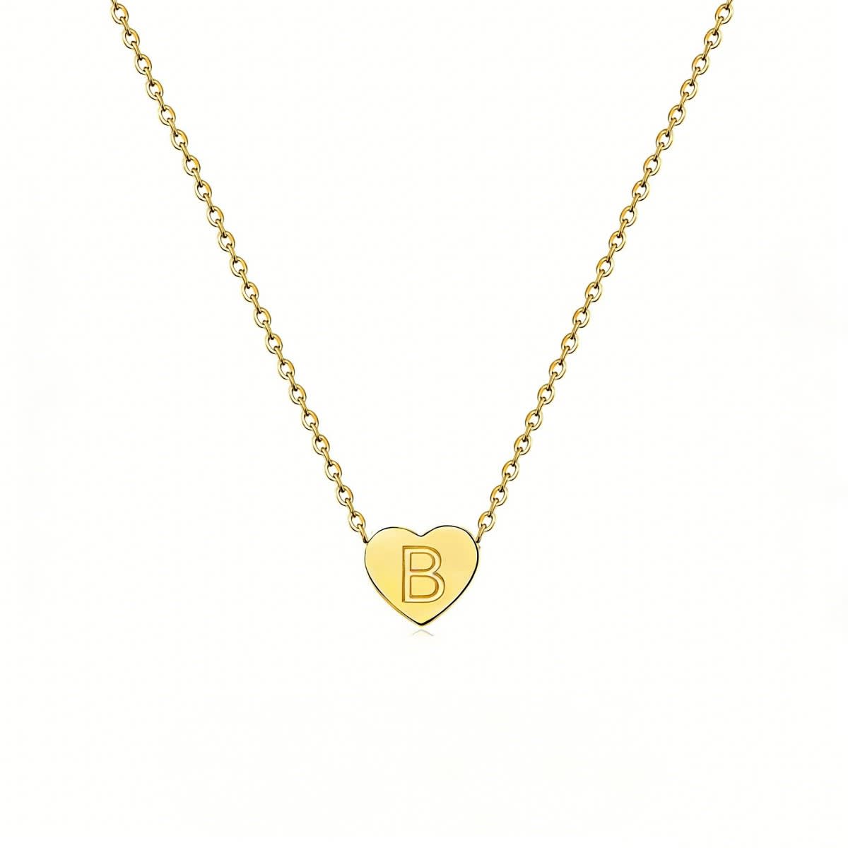 Dainty Initial Heart Necklace Personalized 26 Letters Available