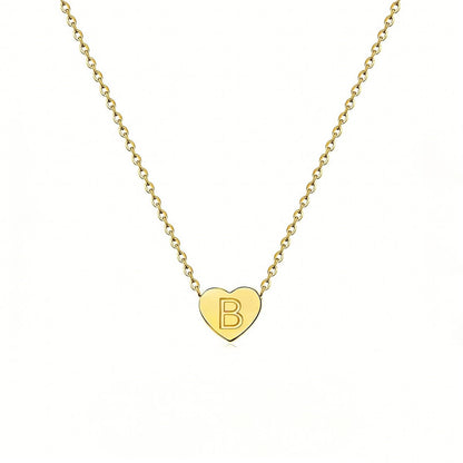 Dainty Initial Heart Necklace Personalized 26 Letters Available