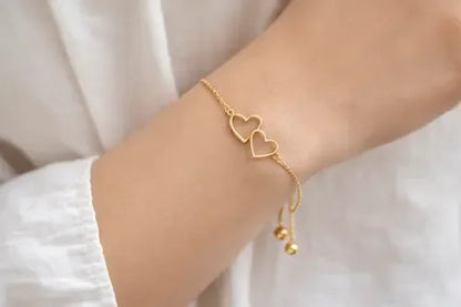 Double Heart Adjustable Bracelet