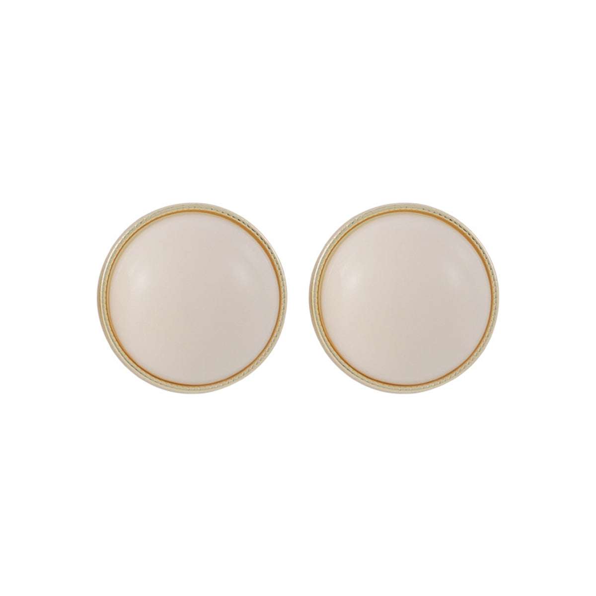 Beige Resin & Goldtone Round Stud Earrings