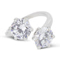 Covet Rhodium Plated Cubic Zirconia 2 Stone Split Silver Ring - Size K