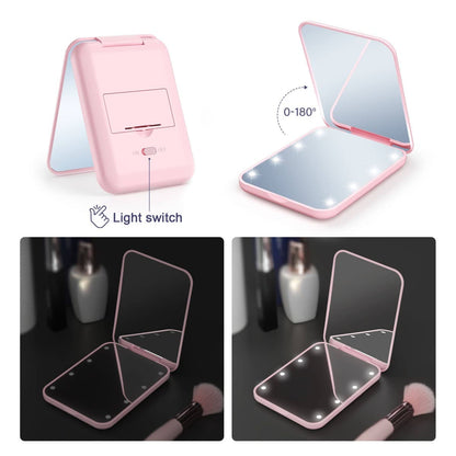 Foldable LED Travel 2X Magnification Makeup Mirror