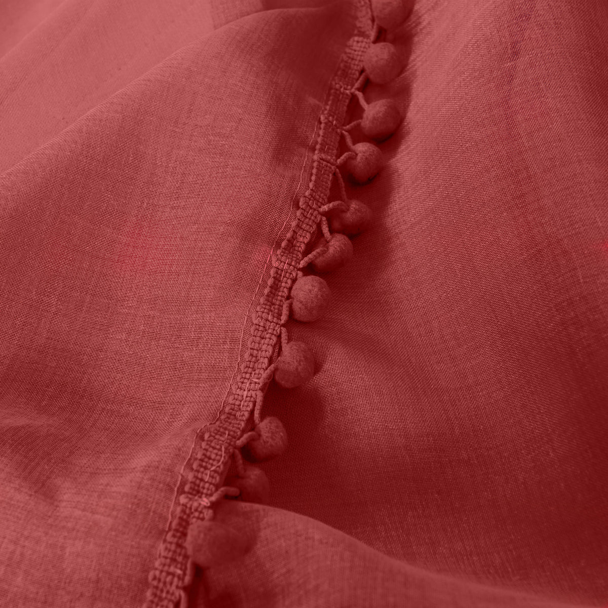 Elegant Comfort Set of 2 Pom Pom Tasseled Sheer Curtain - Rod Pocket
