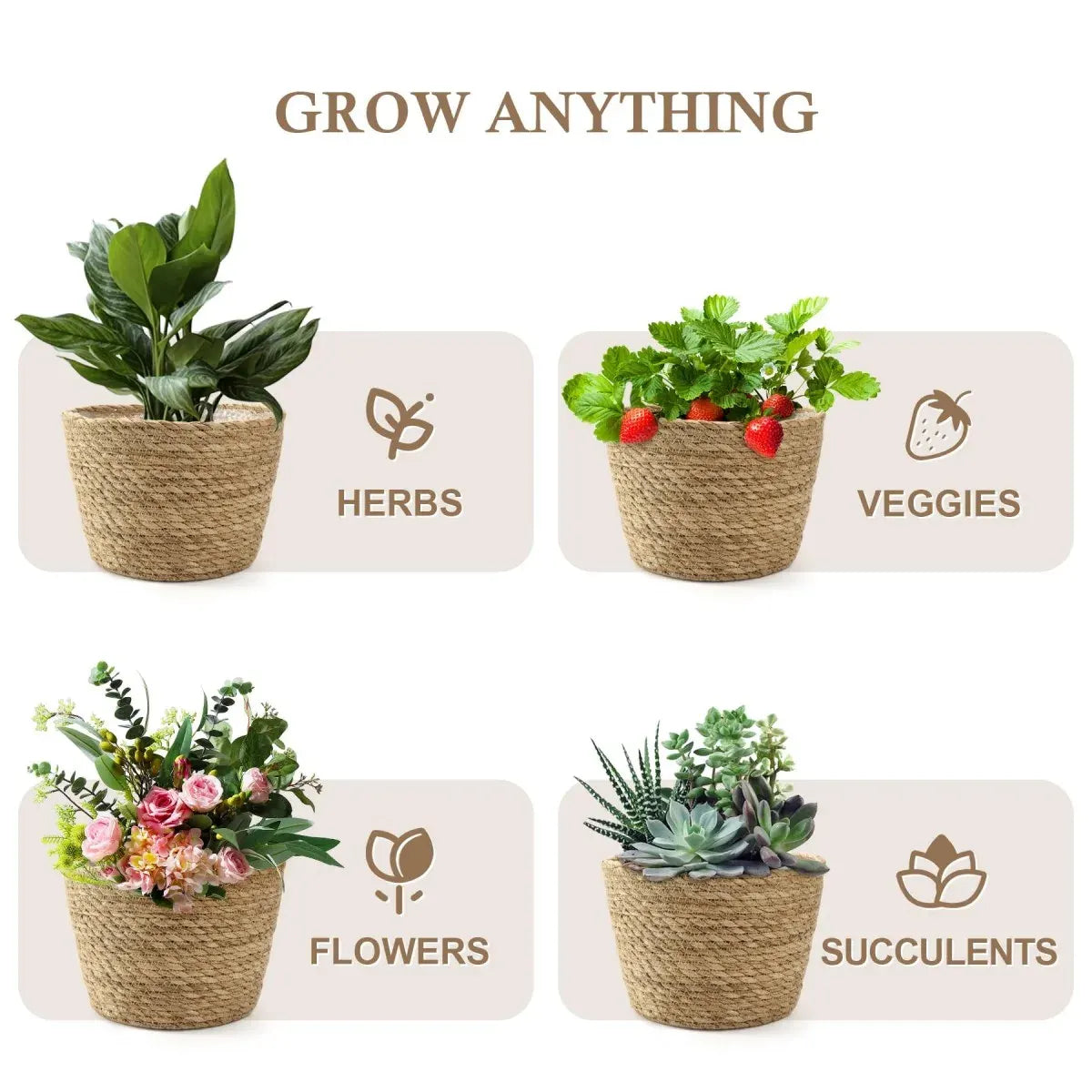Decorative Woven Planter with Plastic Liner