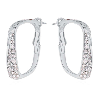 Clear Swarovski Crystal Earrings – Clear Swarovski Crystal Rectangular Hoop Earrings