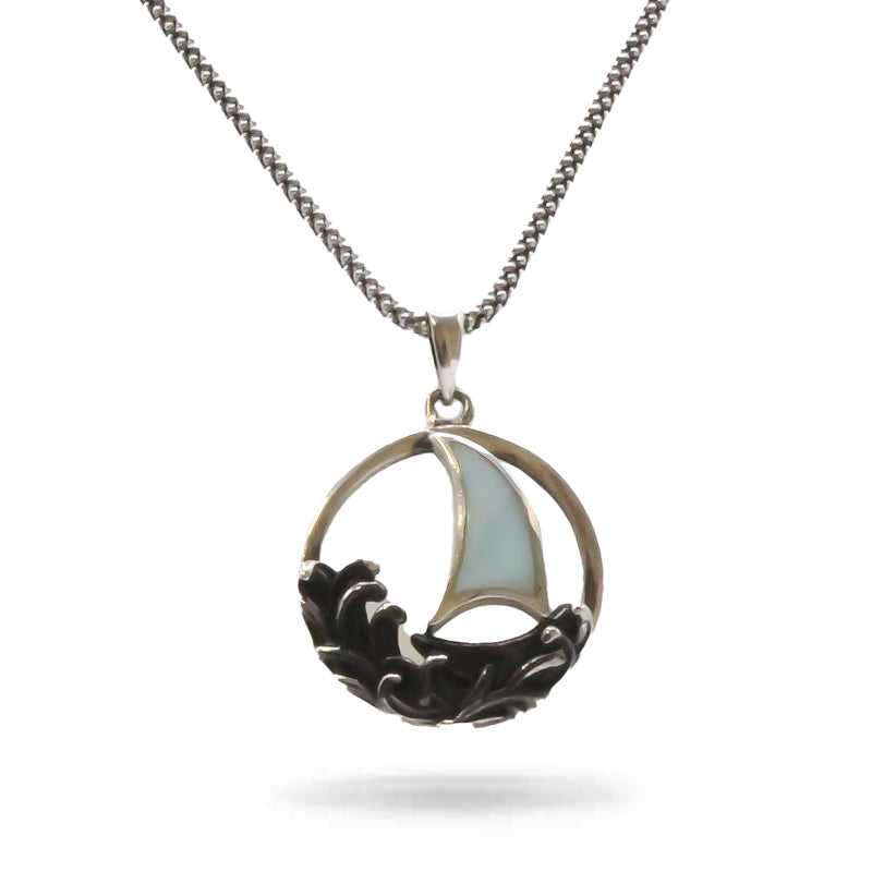 Sailboat Larimar Stone Sterling Silver Necklace By Marahlago