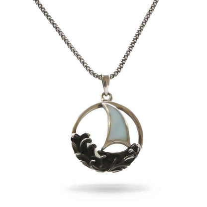Sailboat Larimar Stone Sterling Silver Necklace By Marahlago