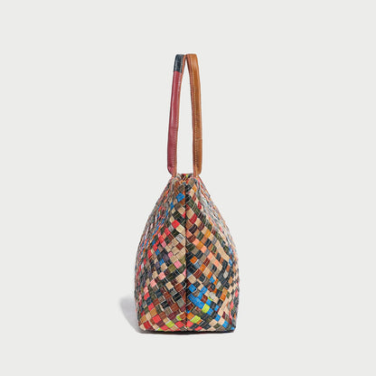 Flamboyant Woven Leather Tote Bag